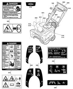 Decals Group Diagram and Parts List for 1696161-00-822S 2012 Briggs and Stratton Snow Blower